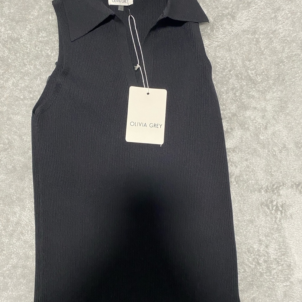 Olivia Grey Black Sleeveless Top